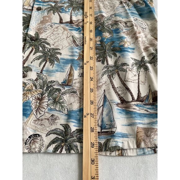 Island Shores Mens XL Hawaiian Shirt With Tropical Palm & Sailboat Print Y2K - Picture 4 of 8